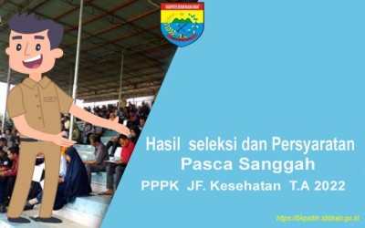 Hasil seleksi kompetensi Pasca Sanggah dan persyaratan pemberkasan pengusulan Nomor Induk Pegawai Pemerintah dengan Perjanjian Kerja (PPPK) Jabatan Fungsional Kesehatan Tahun Anggaran 2022