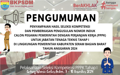 Hasil seleksi Kompetensi dan Pemberkasan Pengusulan Nomor Induk PPPK untuk Jabatan Tenaga Teknis Tahap I Tahun Anggaran 2024